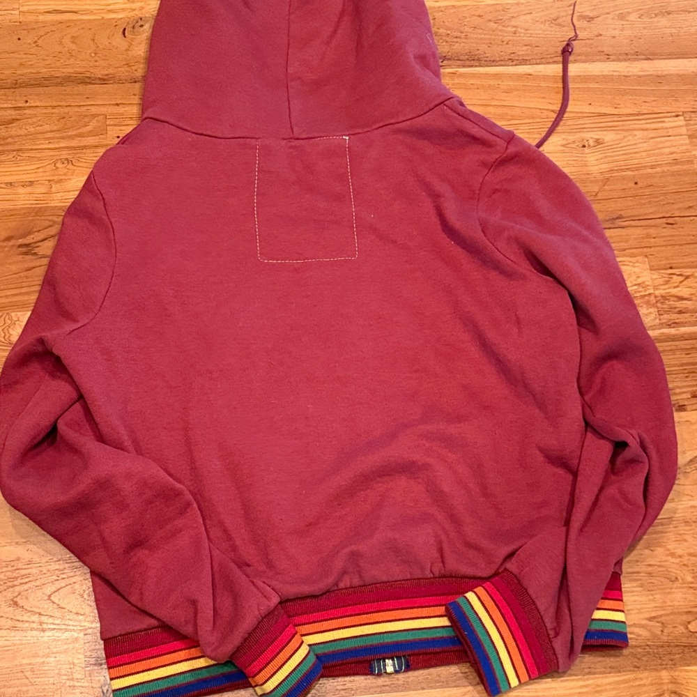 Aviator Nation Maroon Hoodie with Rainbow Trim - Picture 3 of 3
